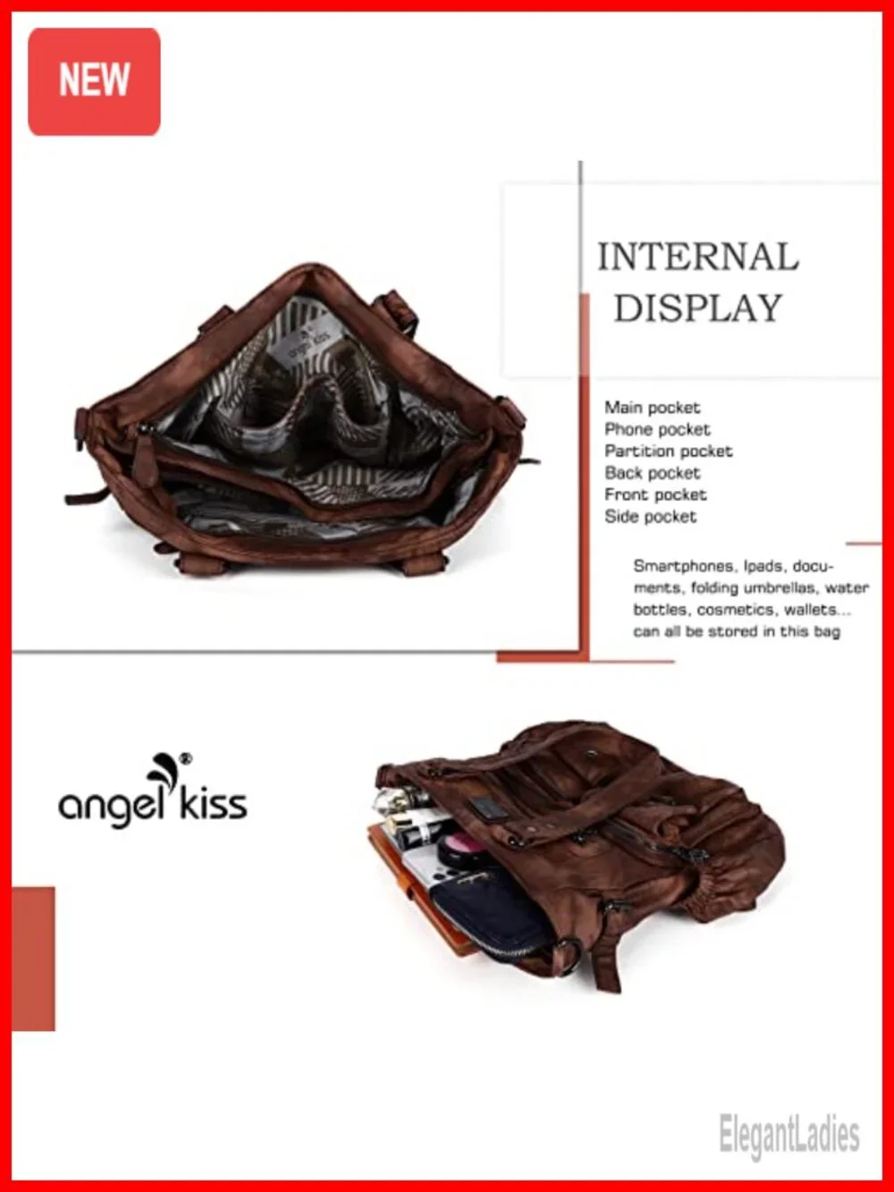 Large Soft PU Leather Hobo Bag with Crossbody Strap
